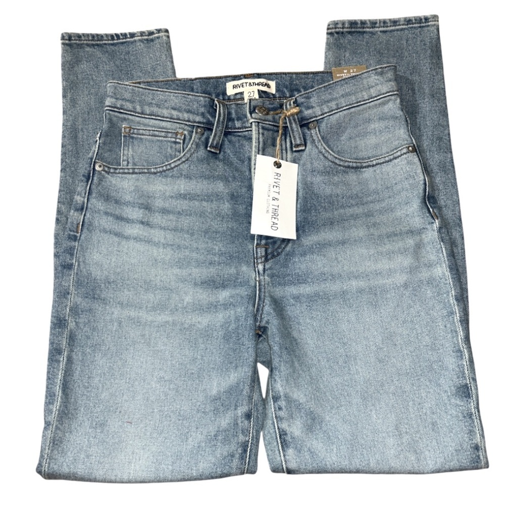 NWT Madewell Rivet & Thread 11" High-Rise Skinny Jeans in Gordon Wash size 27